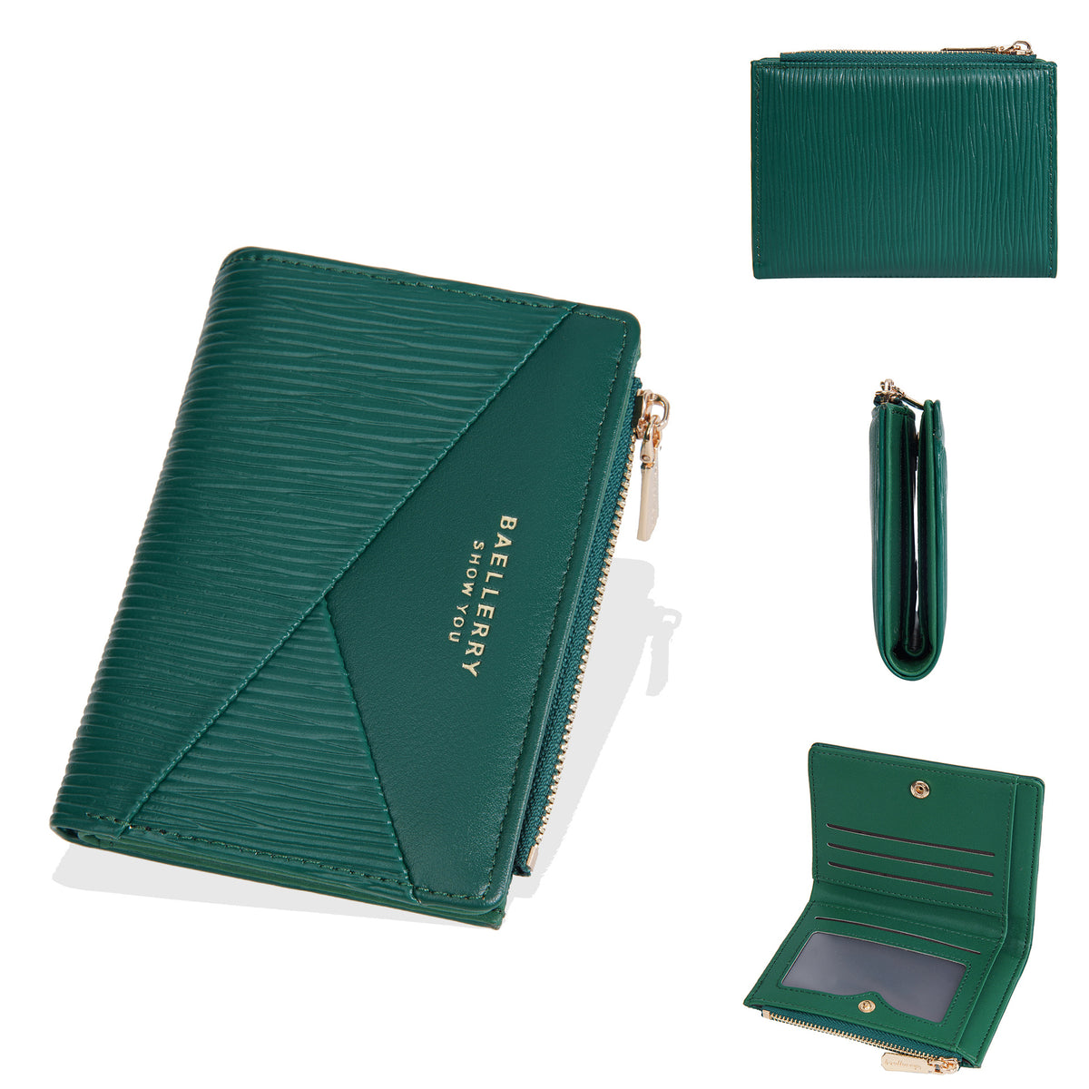 Women's High-grade Bark Pattern Short Large Capacity Two-fold Ladies Wallet
