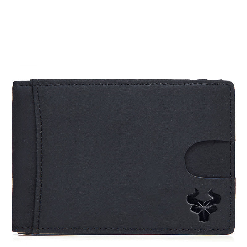 Men's Crazy Horse Leather Beauty Gold Clip Ladies Wallets