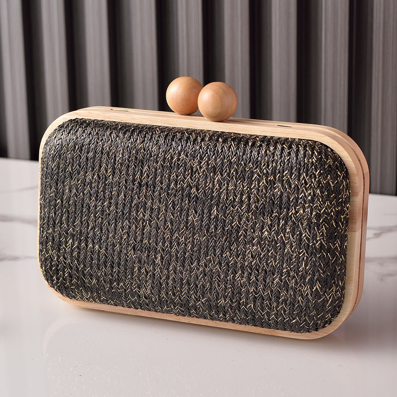 Frame Dinner Woven Fabric Clutch Daily Evening Bags