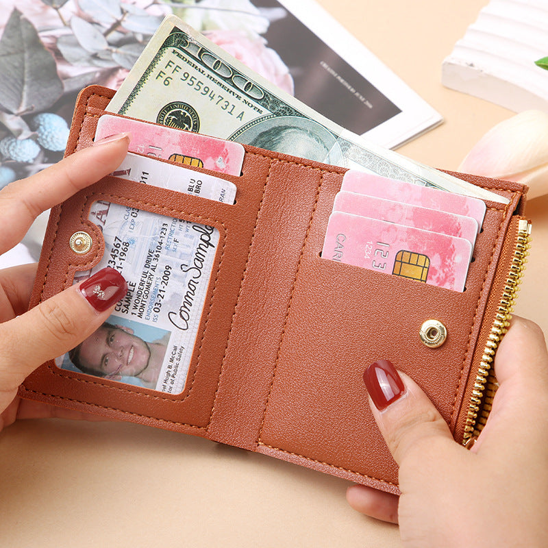 Women's Short Zip Versatile Abrasive Multiple Slots Ladies Wallet