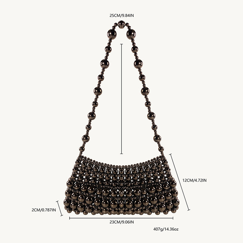 Retro Imitation Pearl Chain Hand-woven Beads Underarm Handbags