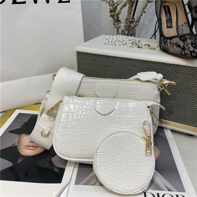 Summer Three-in-one Crocodile Pattern Soft Face Crossbody Bags