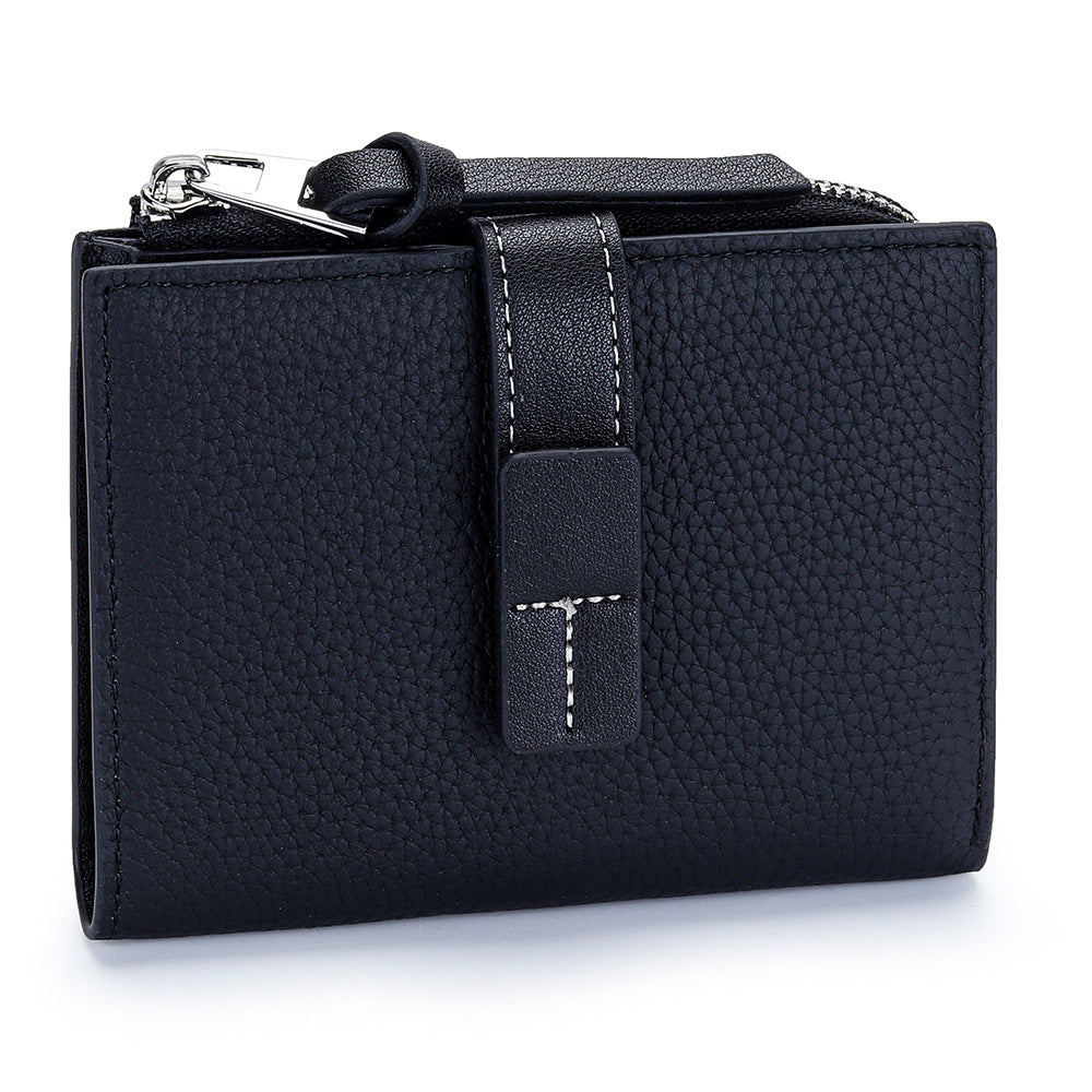 Women's Leather Contrast Color Short Fashion Fold Ladies Wallets