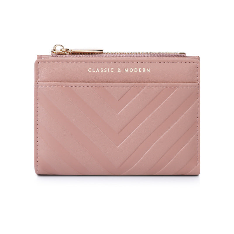 Women's Striped Embossed Leather For Multiple Slots Fashion Purses