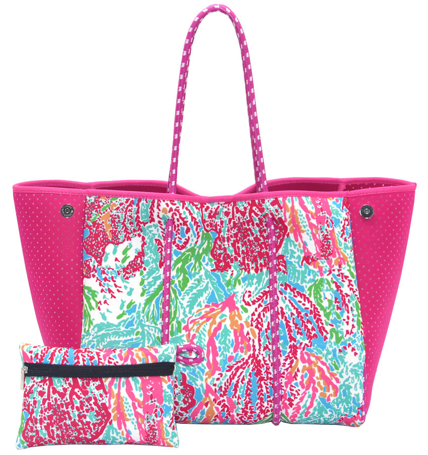 Leopard Print Printed Black Portable Beach Shoulder Bags