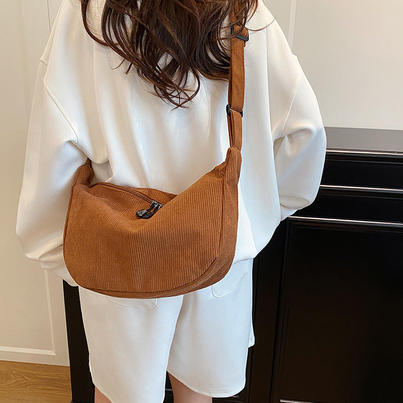 Trendy Female Corduroy Class Large Capacity Shoulder Bags