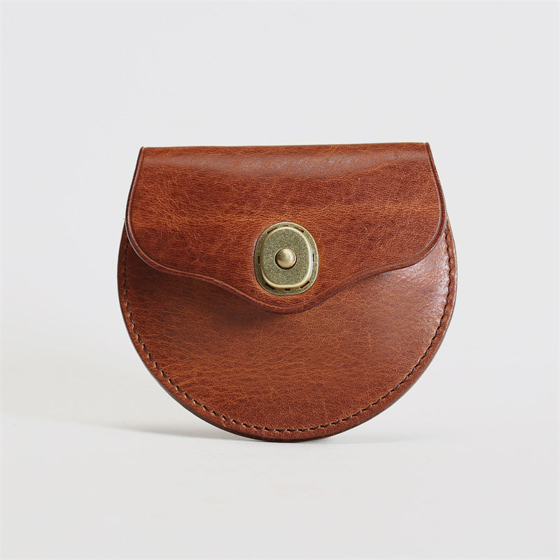 Women's & Men's & Handmade Vegetable Tanned Leather Mini Men's Wallets