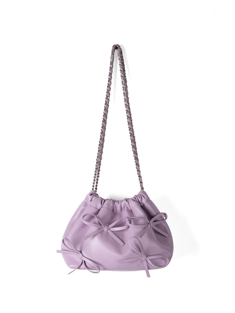 Women's Niche Chain Bow Soft Leather Spring Crossbody Bags