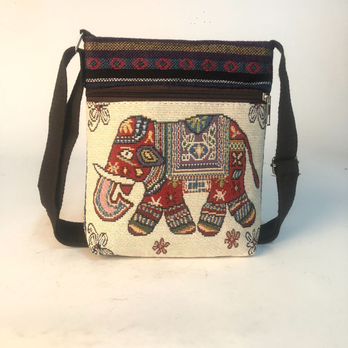 Women's Ethnic Style Elephant Cartoon Double-sided Gold Silk Women's Shoulder Bag