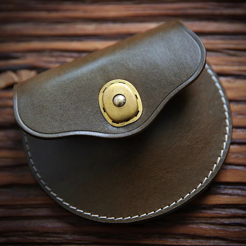 Women's & Men's & Handmade Vegetable Tanned Leather Mini Men's Wallets