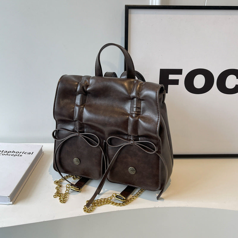 Spring Fashion Bowknot Soft Leather Cute Large Shoulder Bags