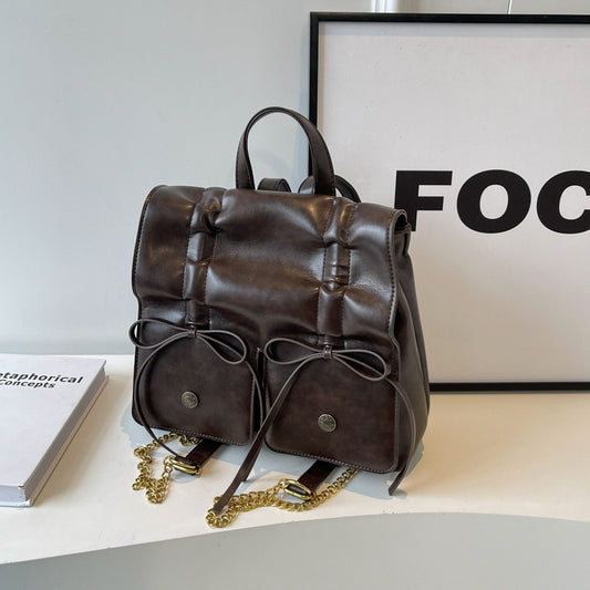 Spring Fashion Bowknot Soft Leather Cute Large Shoulder Bags