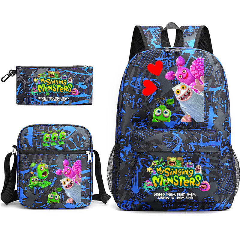 Game Monster Concert Pencil Three-piece Set Backpacks