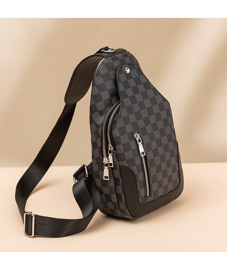 Men's Retro Fashion Light Luxury High-grade Checkerboard Men's Chest Bags