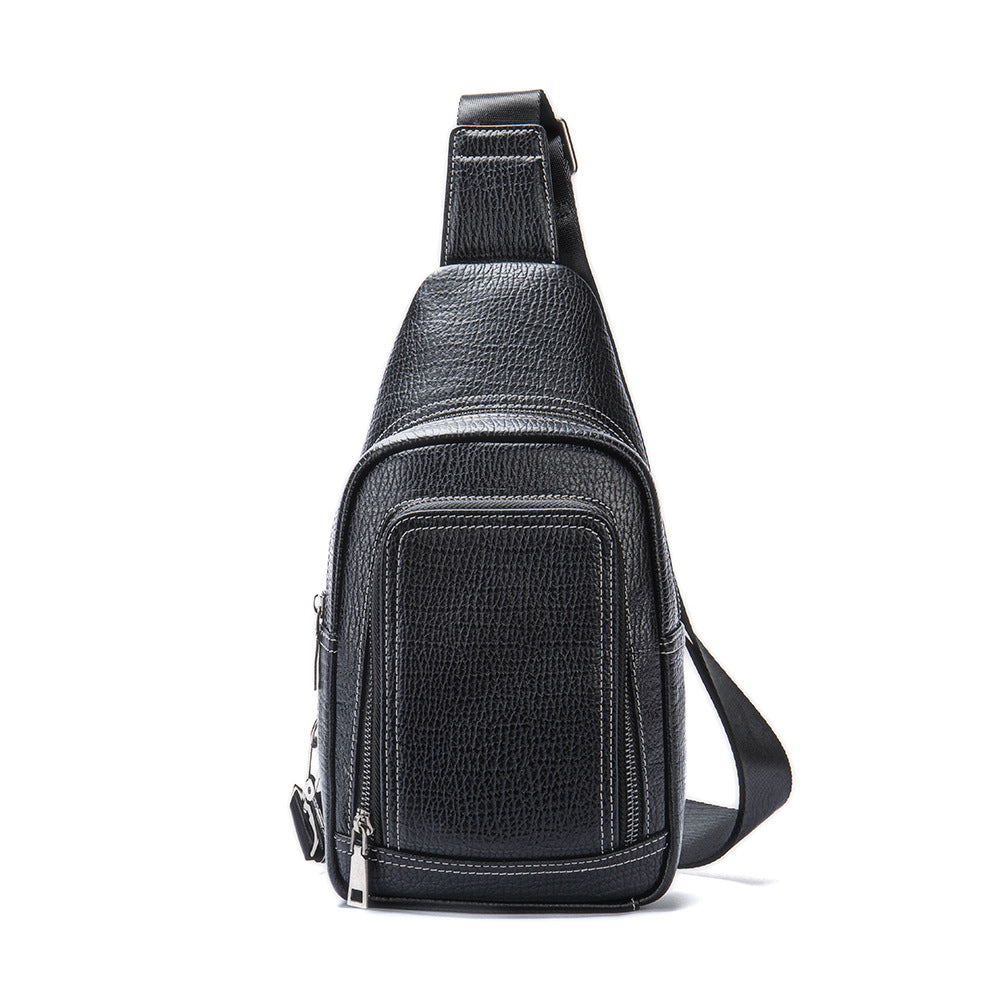 Men's Leather First Layer Trendy Large Capacity Men's Chest Bags