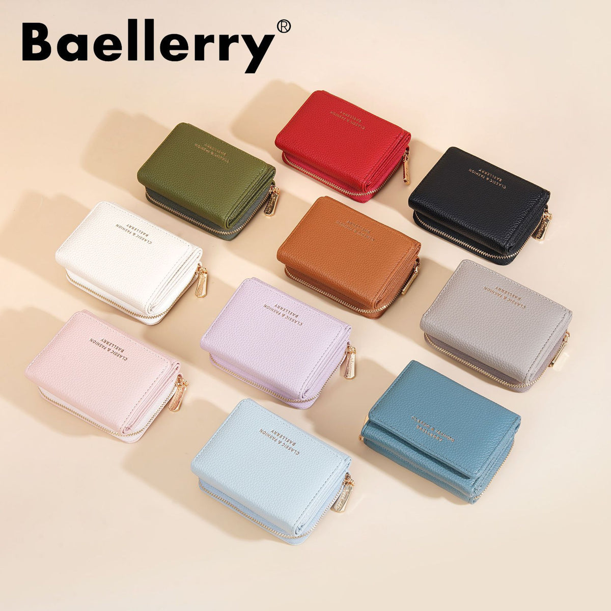 Women's Short Female Zipper Lychee Pattern Mini Coin Purses
