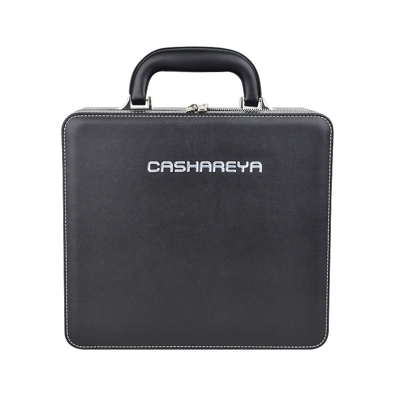 Large Capacity With Mirror Light Wooden Cosmetic Bags