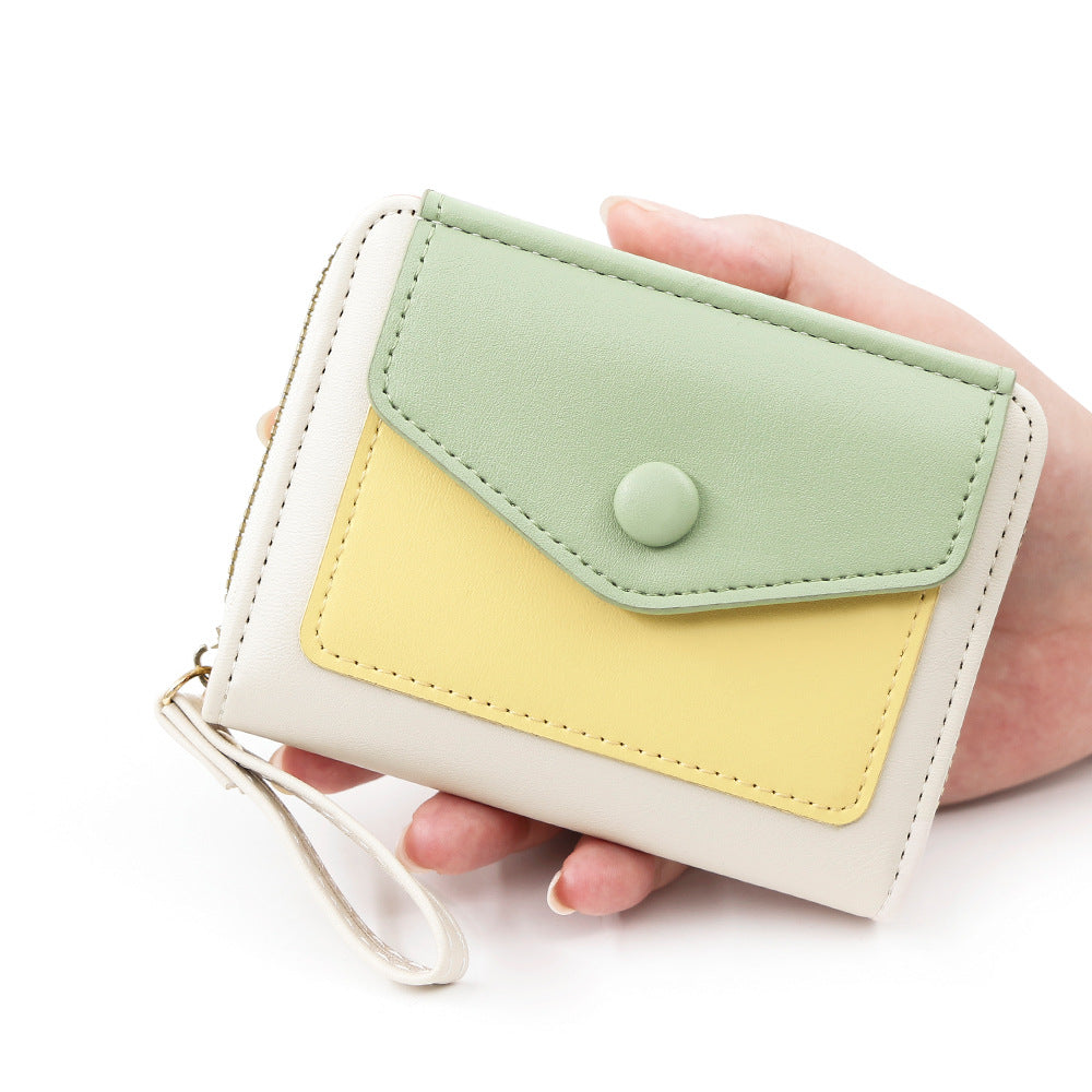 Women's Fresh Simple Contrast Color Expanding Macaron Clutch Ladies Wallet