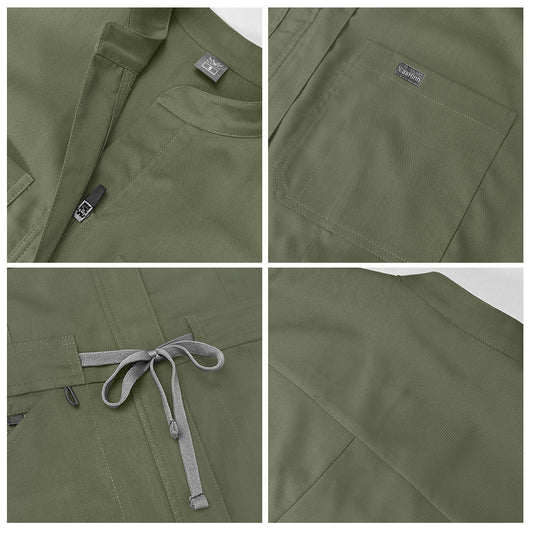 Medical Facial Scrub Stand Collar Flounced Sleeve Uniform