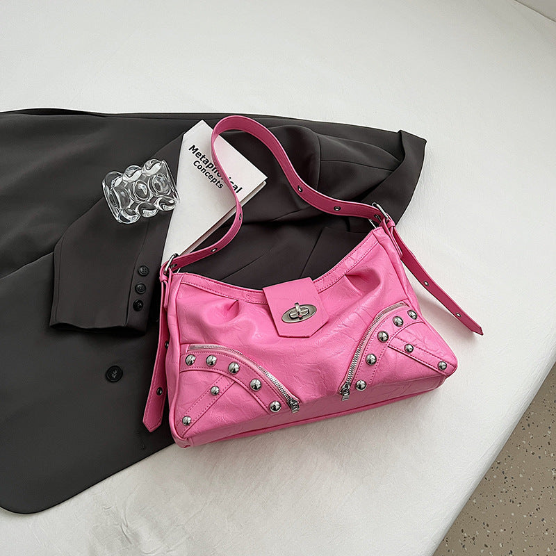 Retro Personality Motorcycle Fashion Large Capacity Rivet Western Armpit Bags