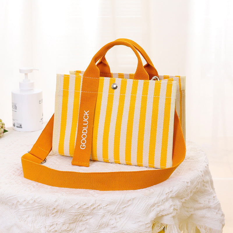 Women's Portable Waterproof Film Canvas Striped Handbags