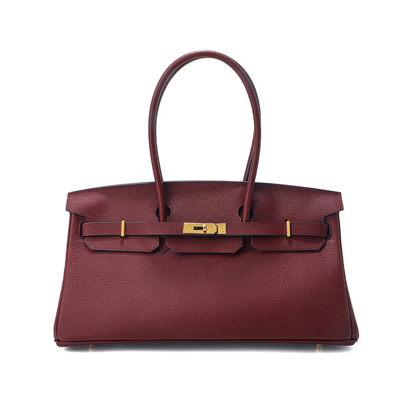 Women's Horizontal Top Layer Cowhide Leather Large Capacity Women's Handbag