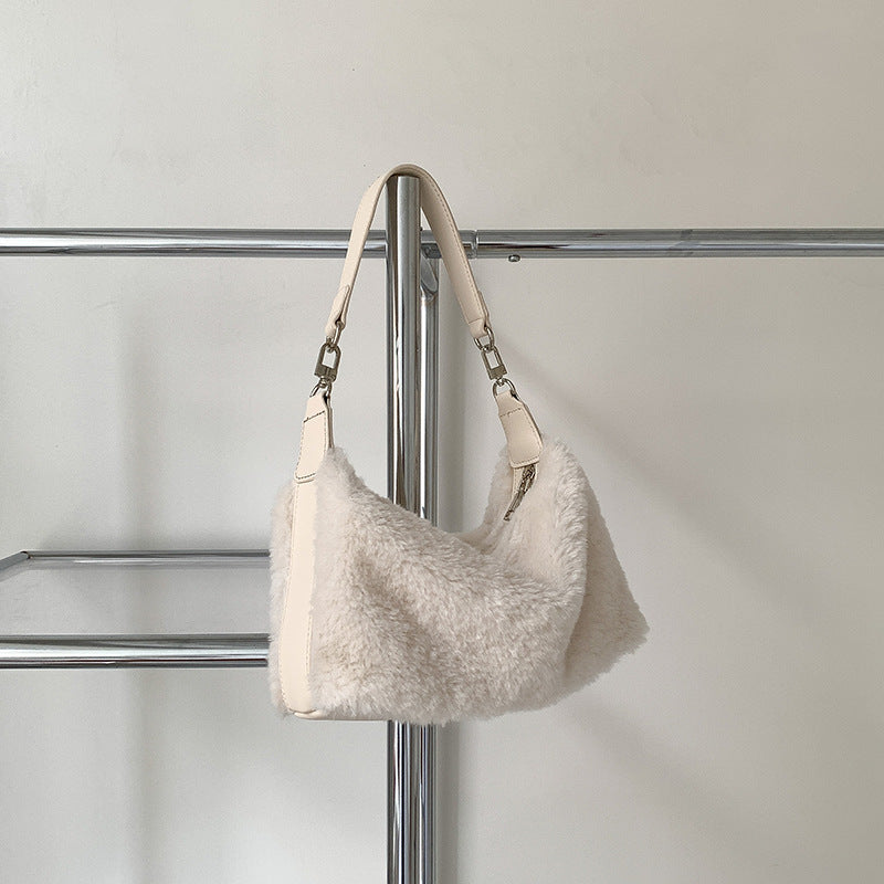 Women's Furry High Sense Underarm Fashion Plush Portable Shoulder Bags
