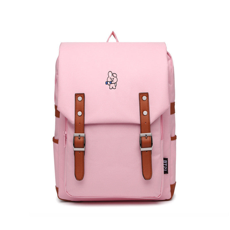 Korean Style Solid Color Retro Computer Backpacks