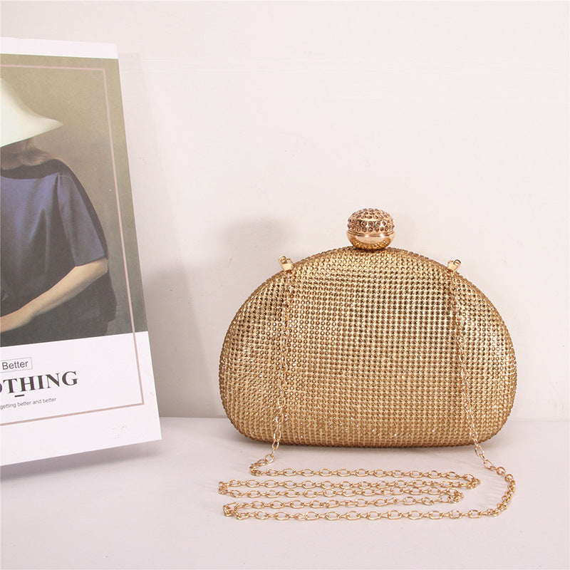 Light Luxury Double-sided Rhinestone Semicircle Clutch Party Wedding Banquet Evening Bags