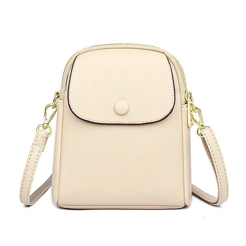 Women's Mobile Fashion Simple Soft Lychee Leather Pattern Women's Shoulder Bag