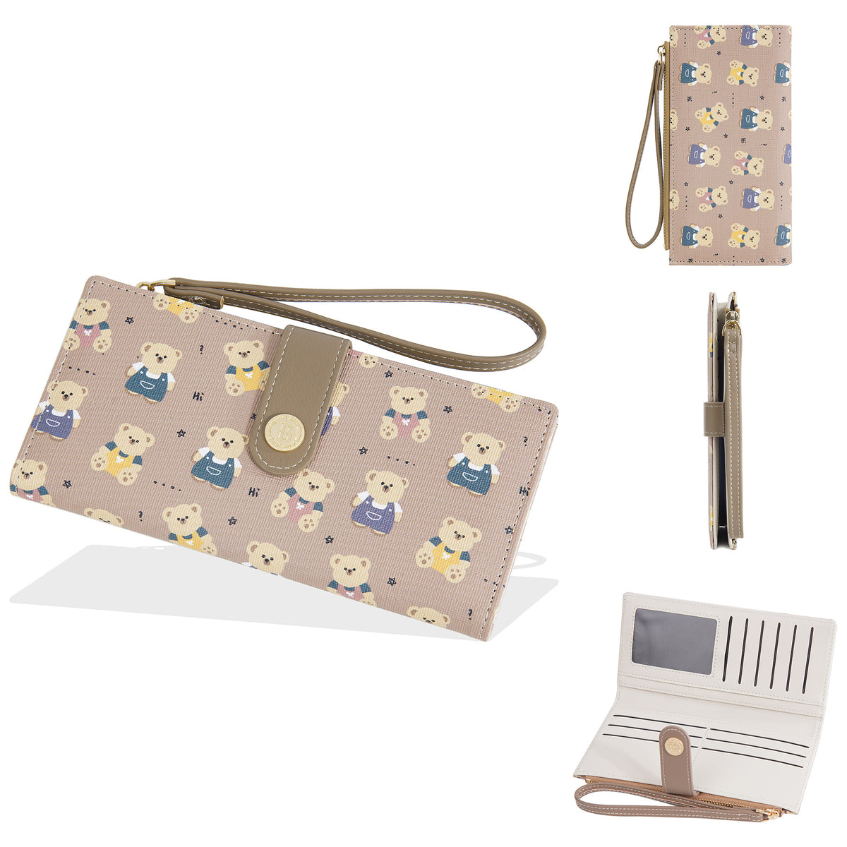 Women's Korean Cute Bear Multi Slots Thin Ladies Wallet