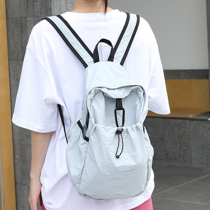 Women's Artistic Nylon Fashionable Pleated Contrast Color Backpacks