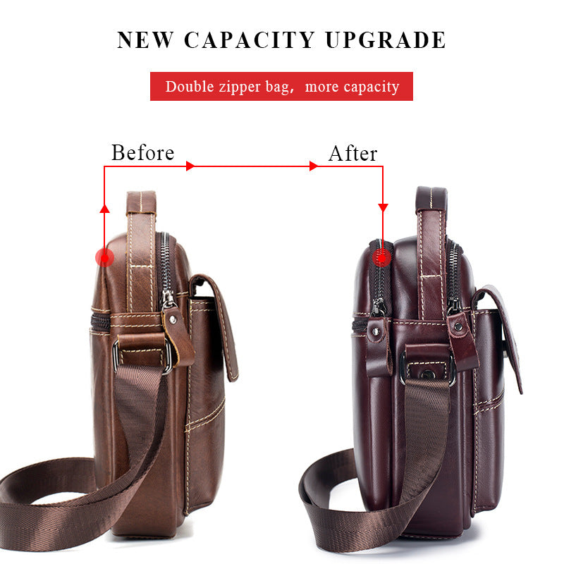 Men's First Layer Cowhide Retro Leather Packet Men's Shoulder Bags