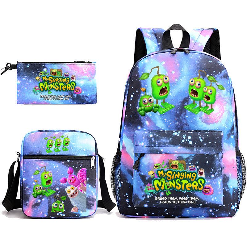 Game Monster Concert Pencil Three-piece Set Backpacks