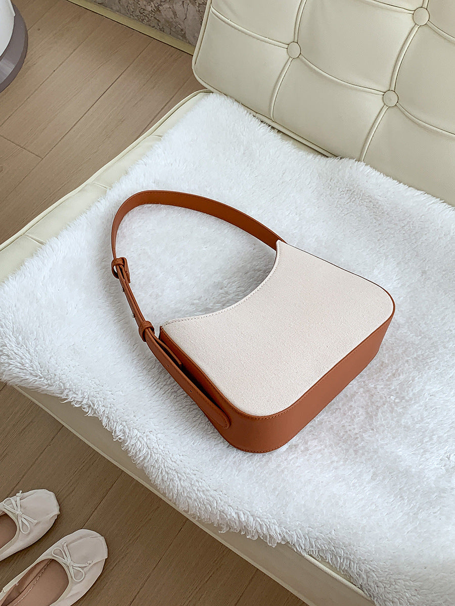 Women's Fashion Portable Underarm High-grade Leather Stitching Shoulder Bags