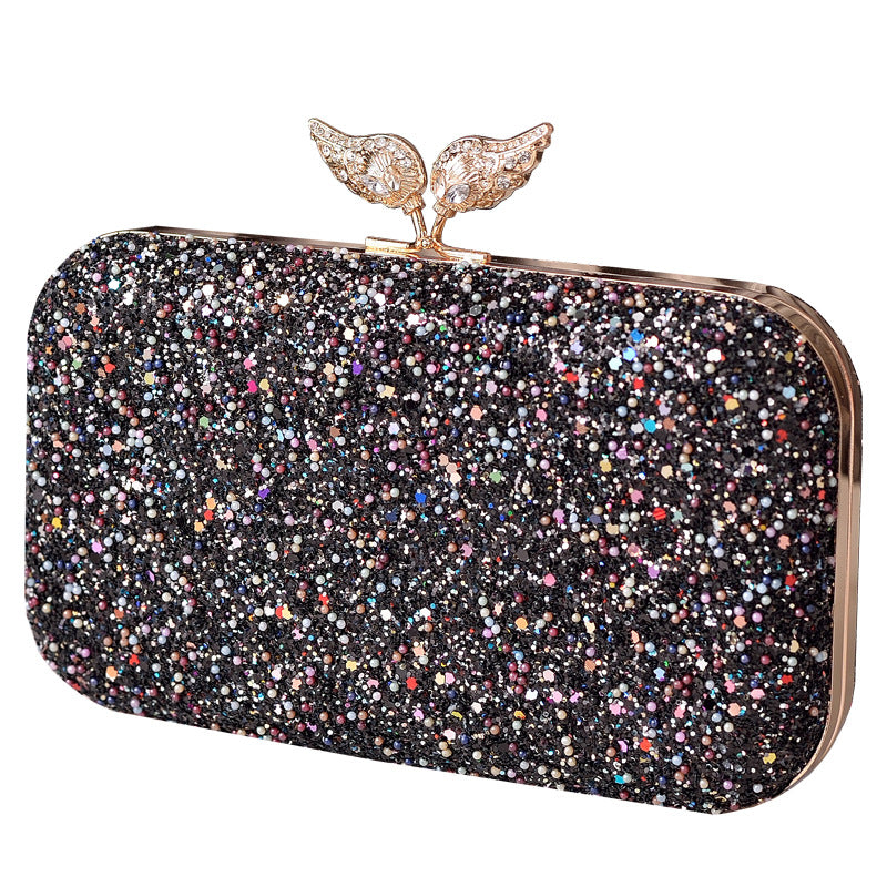 Sequins Dinner Wings Diamond Decorations Dress Garment Black Evening Bags