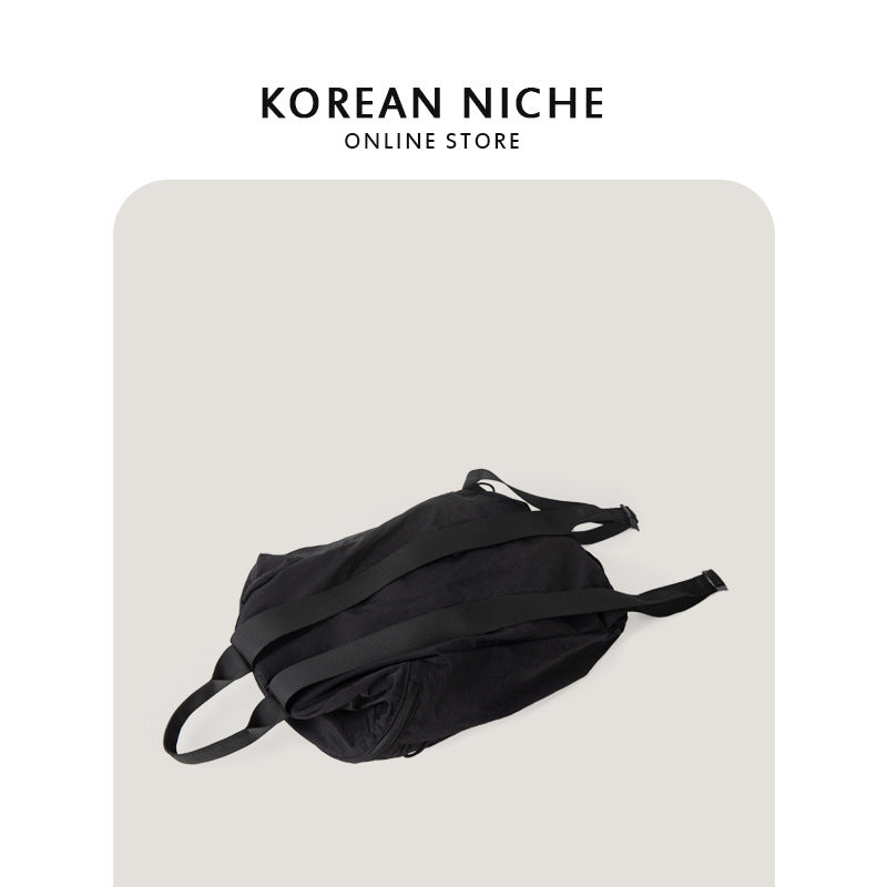 Nylon Cloth Waterproof Rucksack Simple Large Capacity Pleated Backpacks