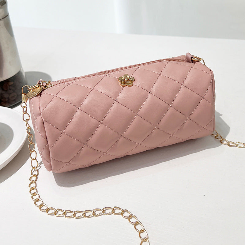 Embroidered Round Fashion Simple Hardware Flower Decorative Women's Messenger Bag