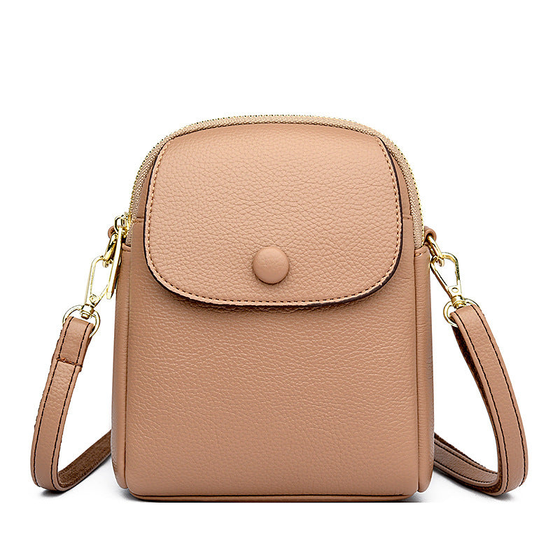 Women's Mobile Fashion Simple Soft Lychee Leather Pattern Women's Shoulder Bag