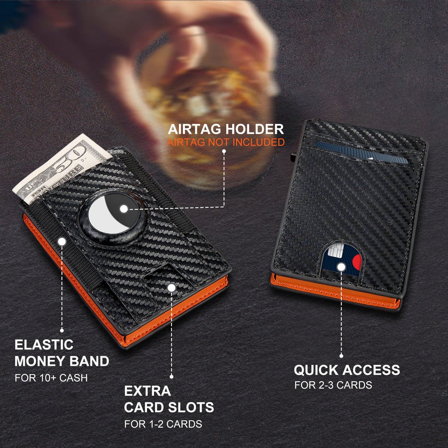 Men's High-grade Aluminum Alloy Clamp Carbon Fiber Card Holder