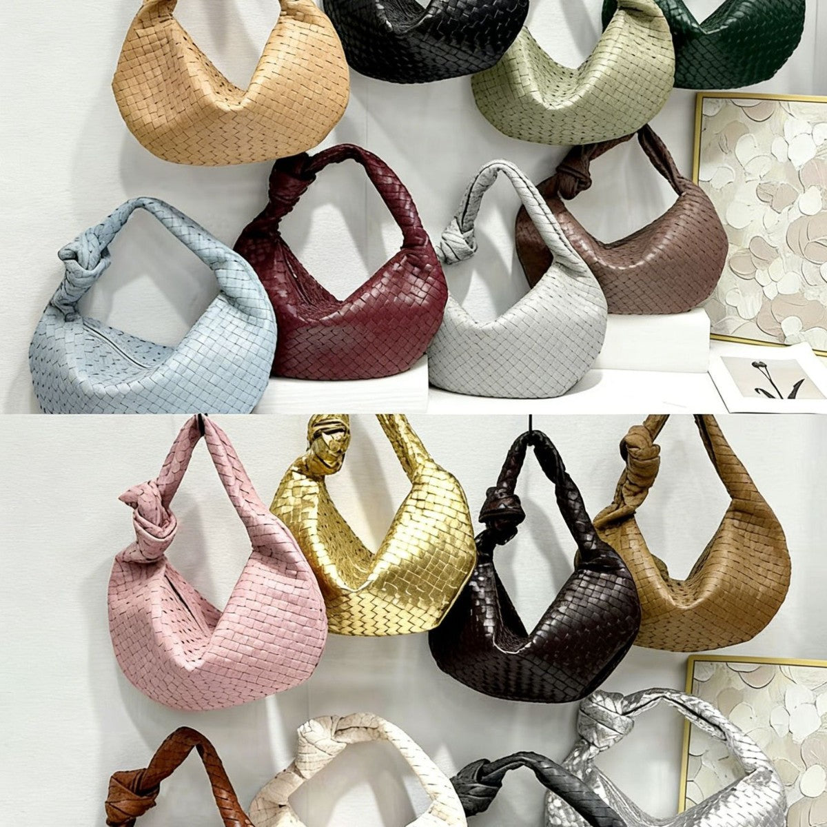 Croissant Simple Versatile Knotted Underarm Solid Color Bags