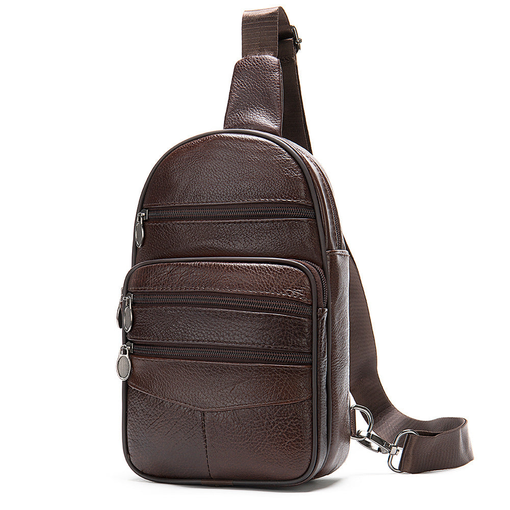 Men's Versatile Popular Leather Slanted Cowhide Men's Chest Bags