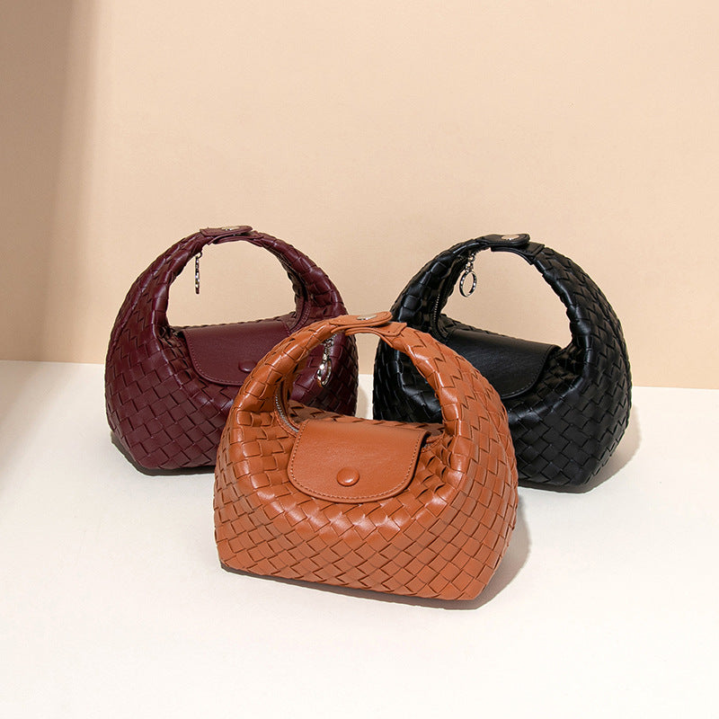 Women's Dragon Inlaid Woven Portable Selenodont Dumpling Armpit Bags