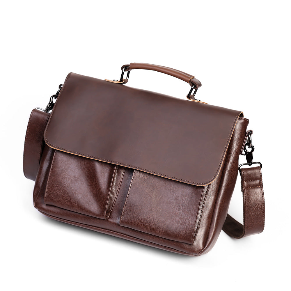 Men's Large Capacity Retro Crazy Horse Portable Men's Handbags