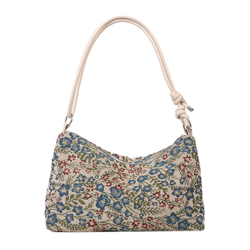 Underarm Autumn Ethnic Style Flower Fashion Women's Shoulder Bag
