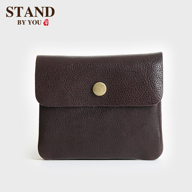 Women's & Men's Handmade Retro First Layer Cowhide Short Leather And Ladies Wallets