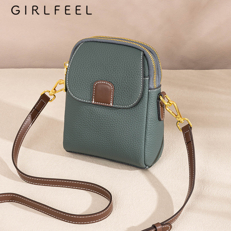 Women's Fashionable Genuine Leather Fashion Mobile High Crossbody Bags