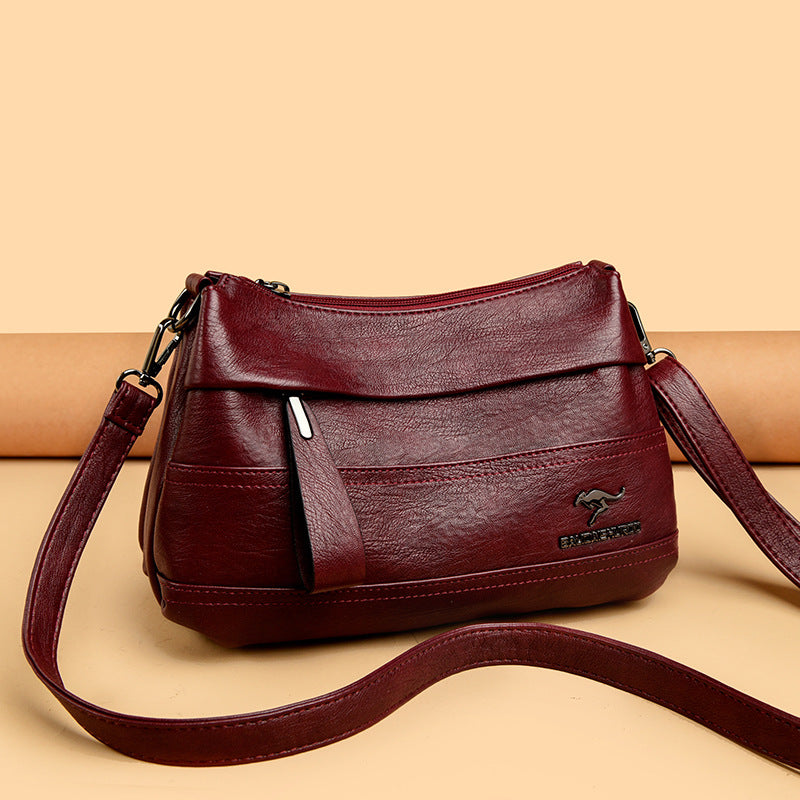 Women's Leather Mother Fashion Stitching Large Capacity Crossbody Bags