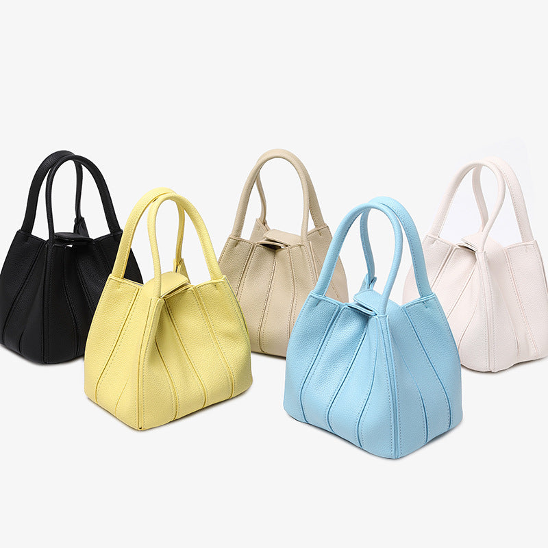 Women's Fashion Pleated Soft Leather Personality Mother Shoulder Bags