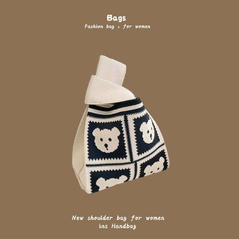 Women's Hand Carrying Box Lunch Contrasting Color Bucket Bags